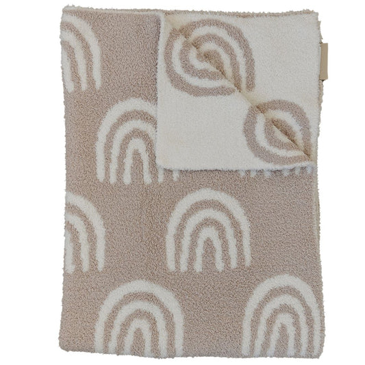 Mebie Baby Plush Child/Adult Blanket || Taupe Rainbow