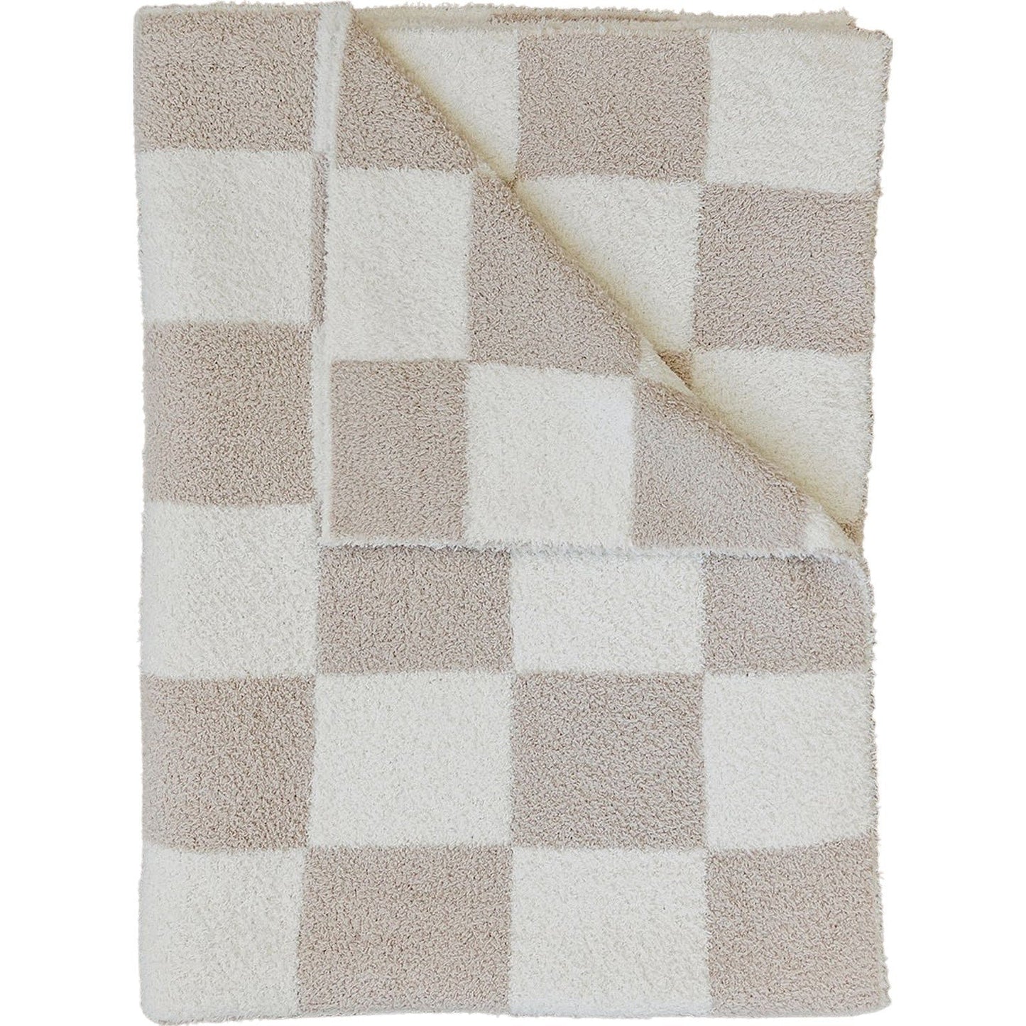 Mebie Baby Plush Adult/Child Blanket || Taupe Checkered