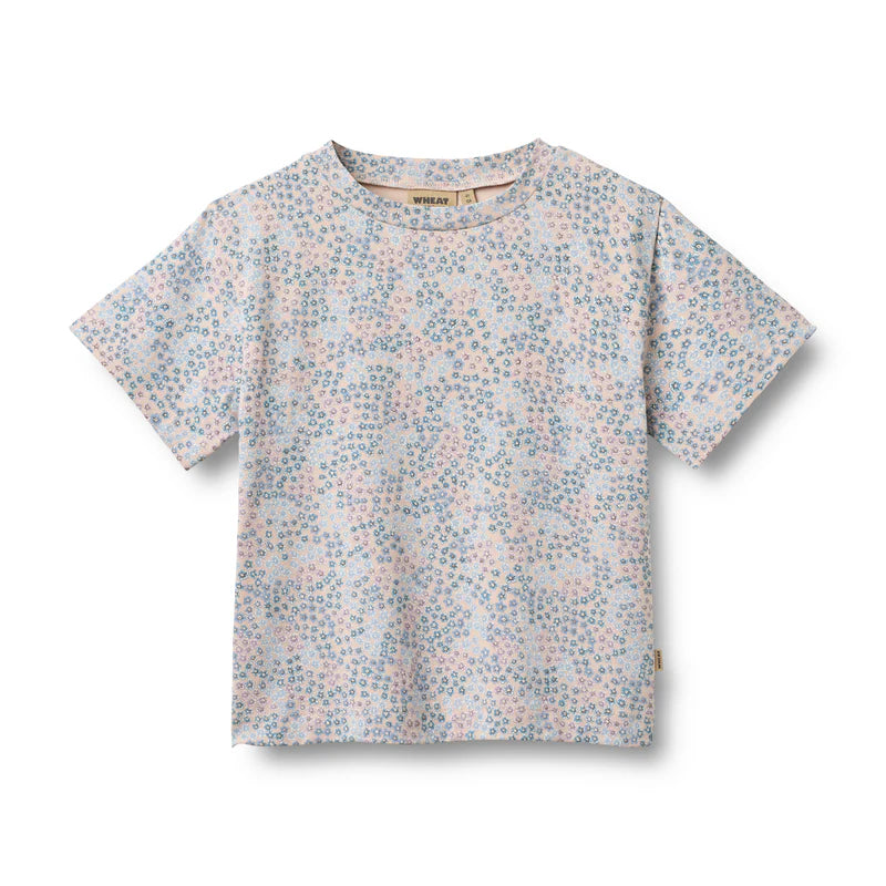 Wheat Kids T-Shirt Ella || Powder Blue Flowers