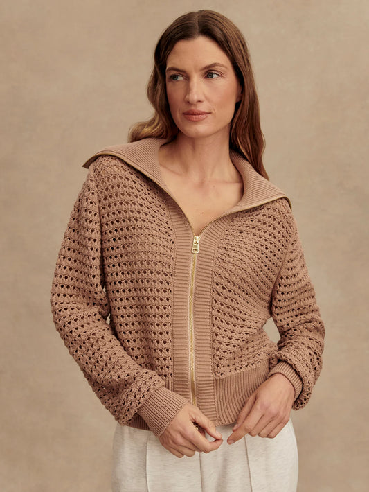 Varley Eloise Zip-Through Knit || Warm Taupe