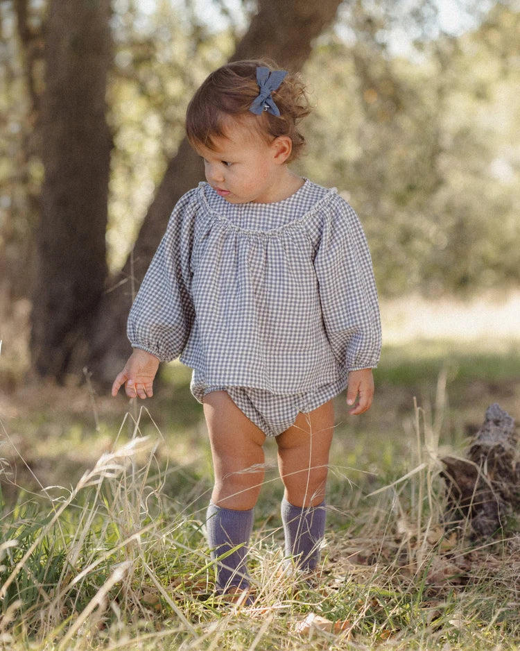 Quincy Mae Mia Top + Bloomer Set || Midnight Gingham