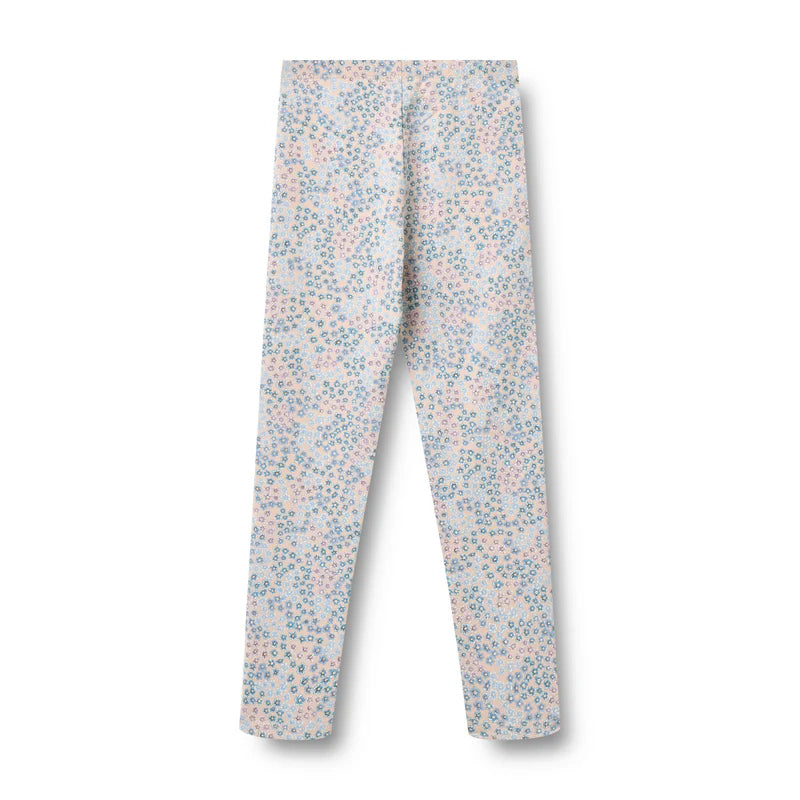 Wheat Kids Jersey Leggings || Powder Blue Flowers