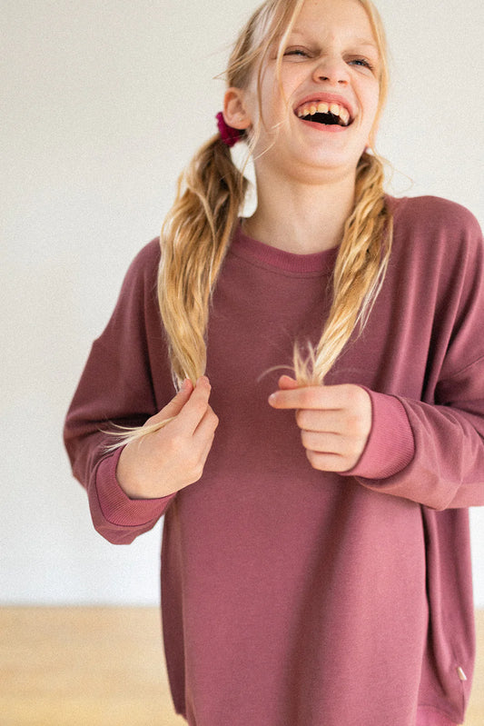 Jax & Lennon Youth Terry Relaxed Crew || Dusty Fig