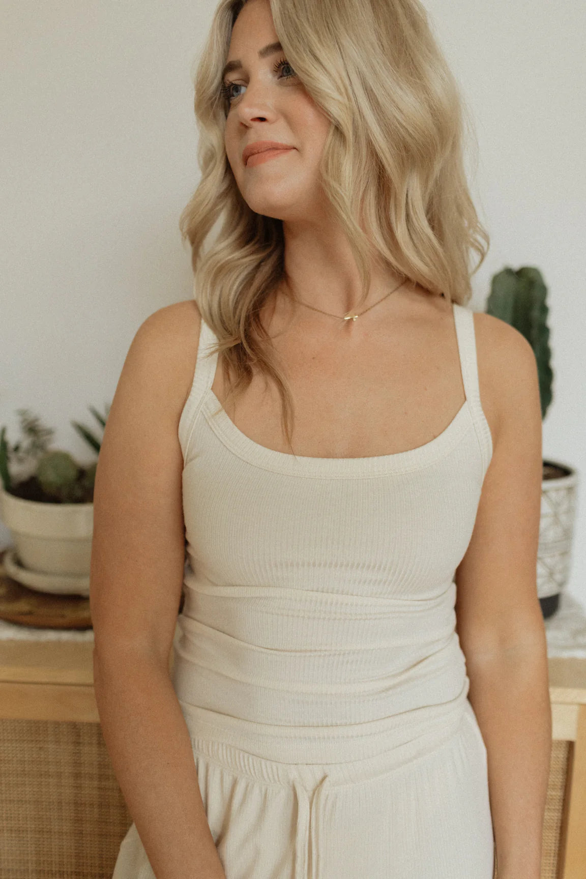 Jax & Lennon Ladies Ribbed Scoop Neck Tank || Vanilla
