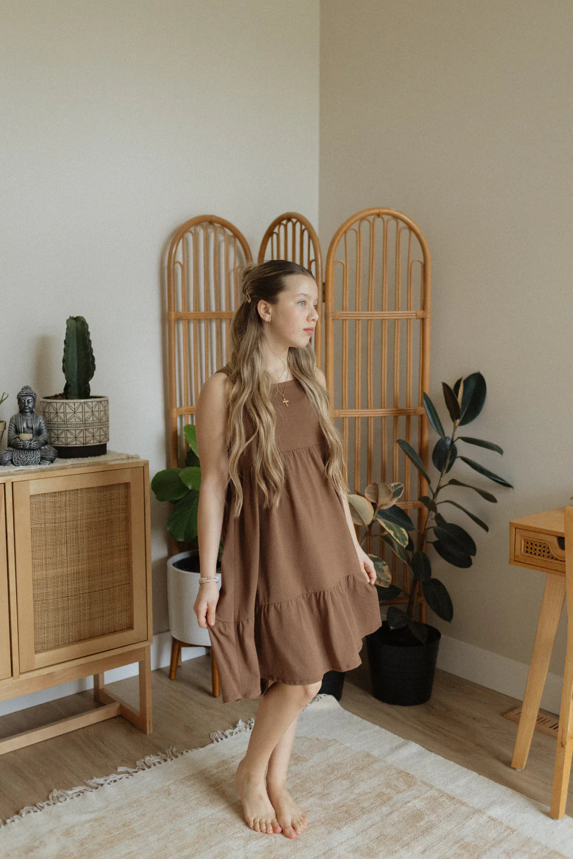 Jax & Lennon Youth Midi Dress || Cocoa Brown