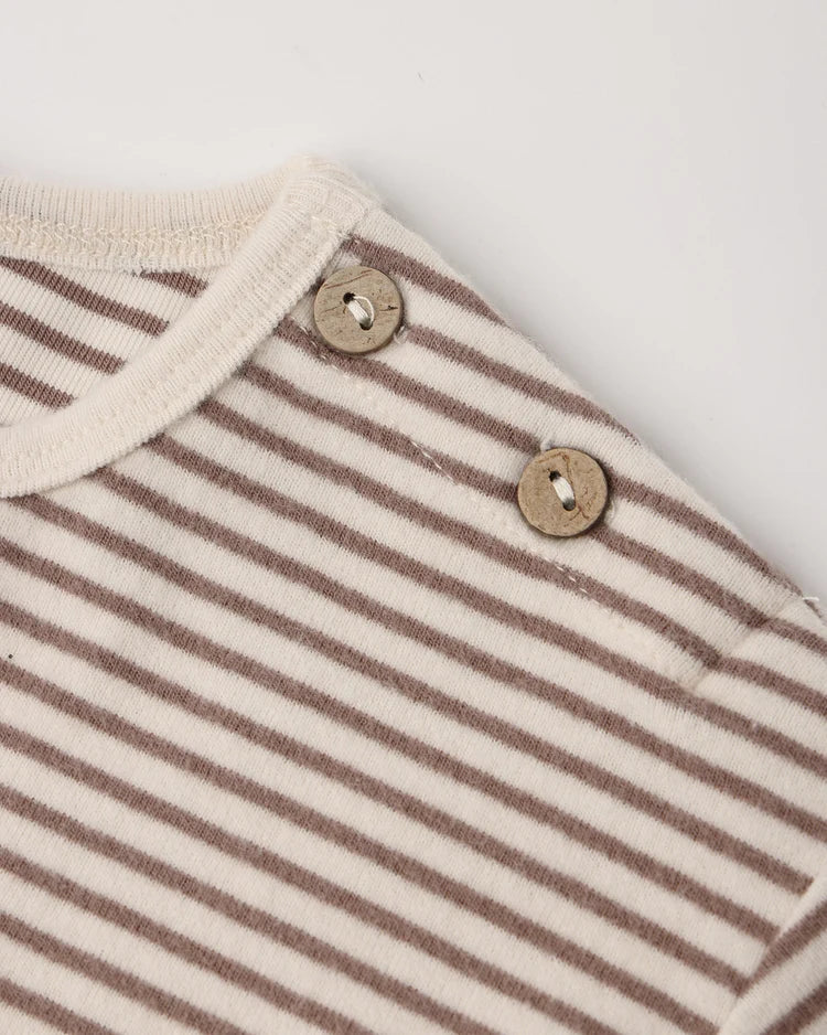 Quincy Mae Long Sleeve Tee || Cocoa Microstripe