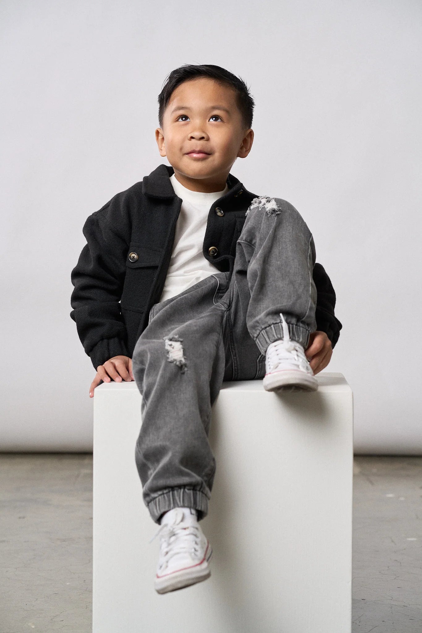 Little Bipsy Relaxed Distressed Denim Jogger || Grey