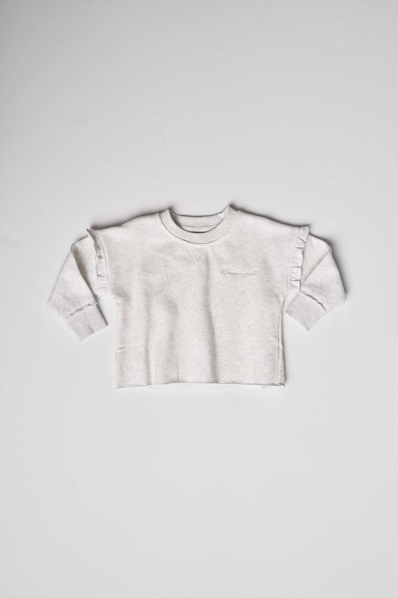 Little Bipsy Ruffle Crewneck || Grey