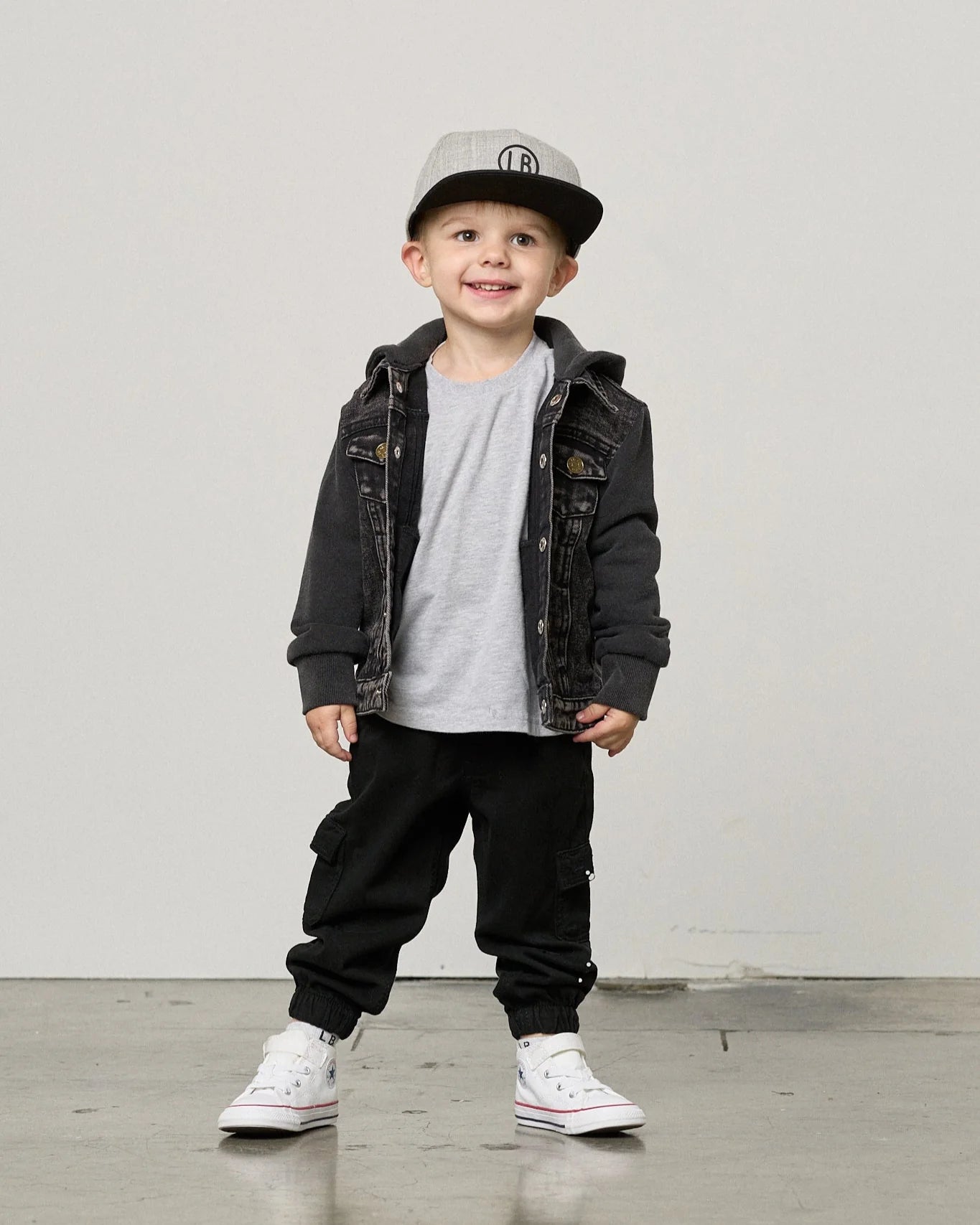 Little Bipsy Washed Hooded Denim Jacket || Black