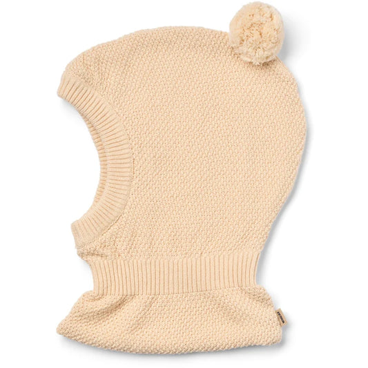 Wheat Kids Knitted Balaclava Pomi || Off White