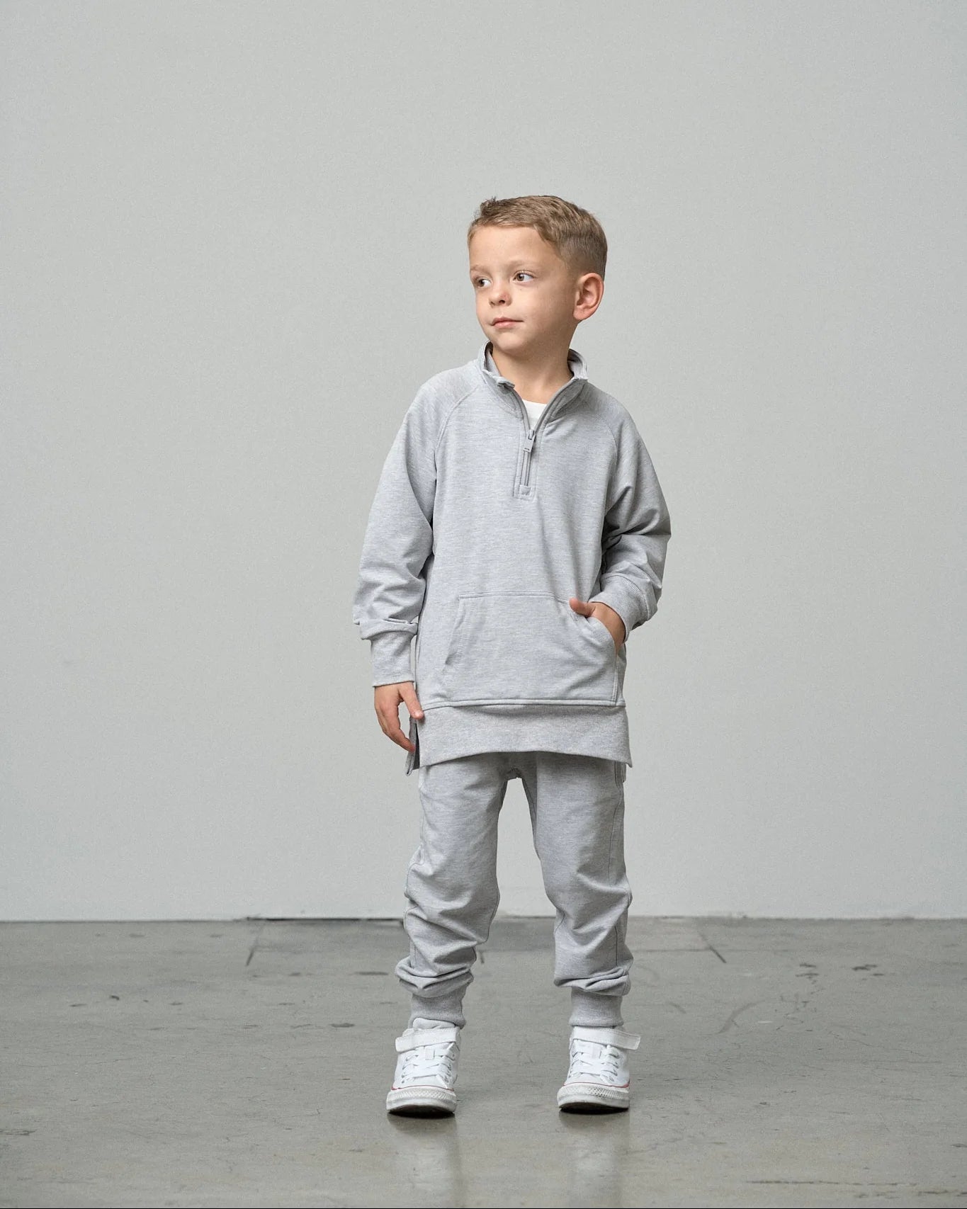 Little Bipsy Quarter Zip Pullover || Grey