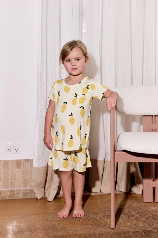 Bambi & Birdie Kids Lounge Short Set || Lemon Sorbet