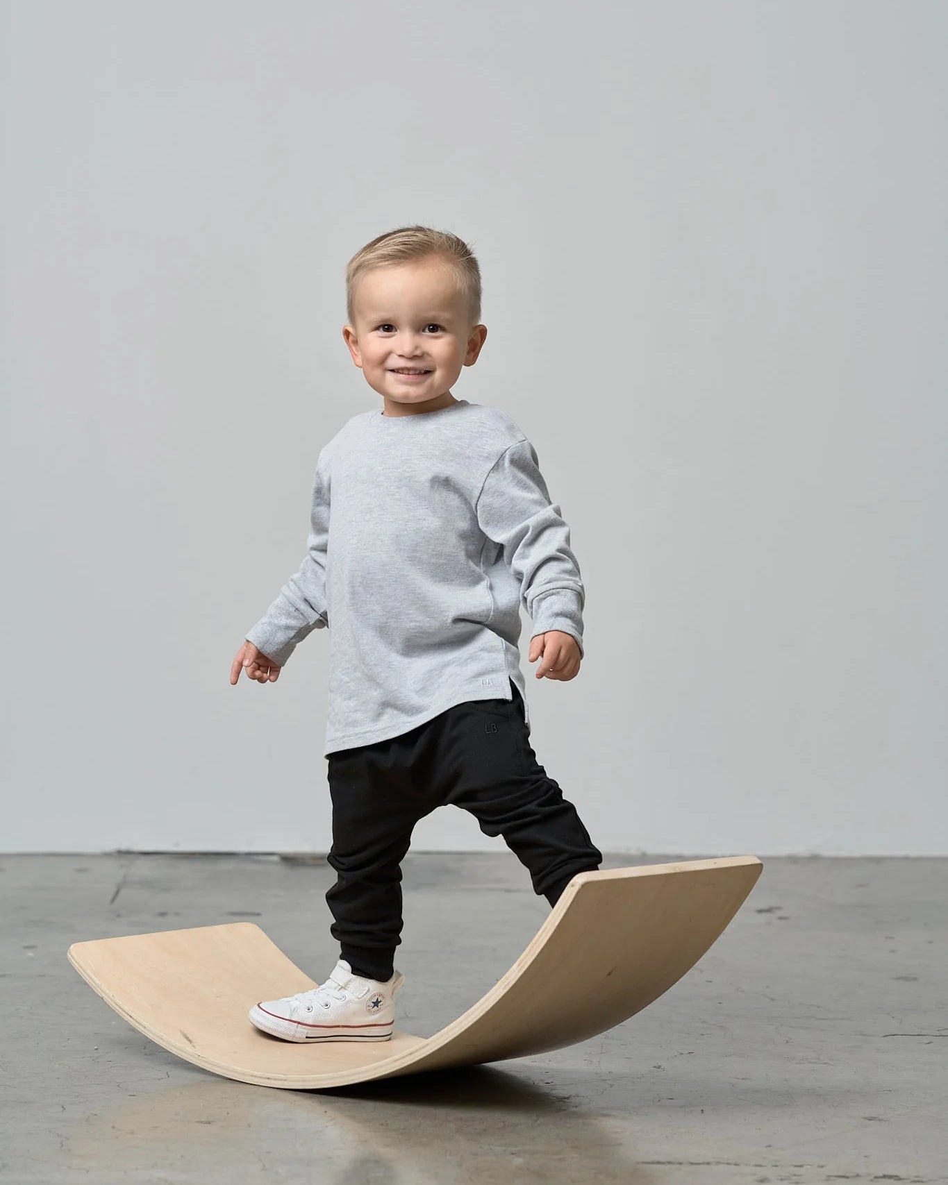 Little Bipsy Long Sleeve Elevated Tee || Light Heather Grey