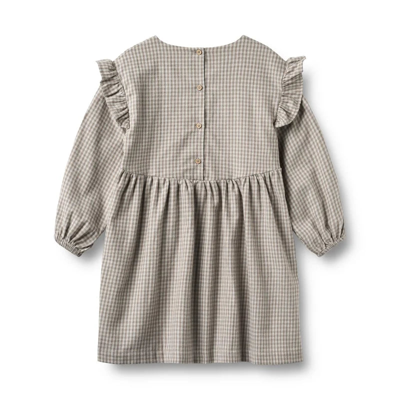 Wheat Kids Dress Gro || Grey Brown Check