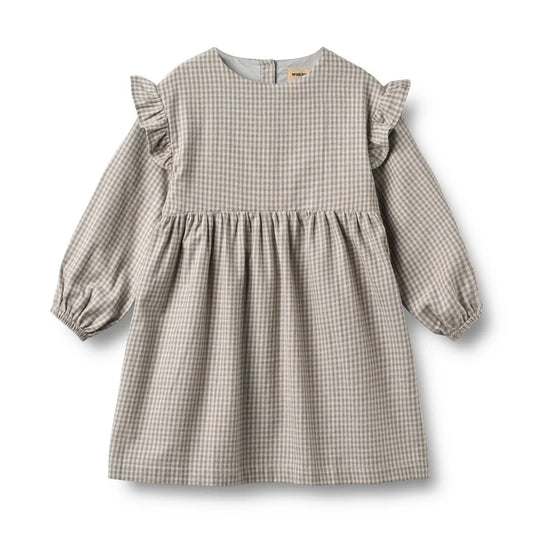 Wheat Kids Dress Gro || Grey Brown Check
