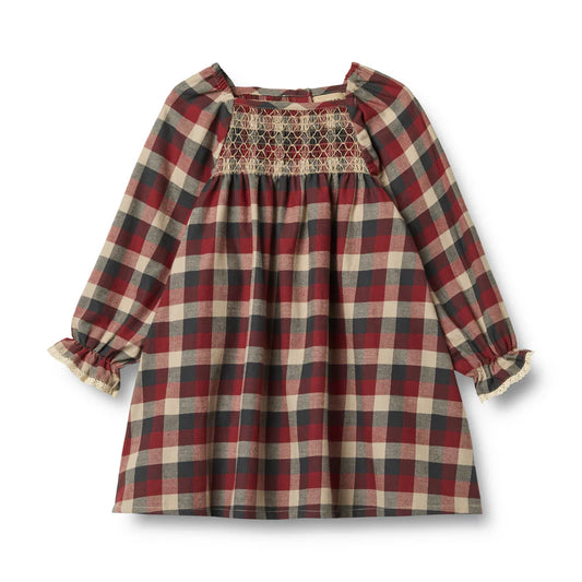 Wheat Kids Lace Bella Dress || Red Blue Check
