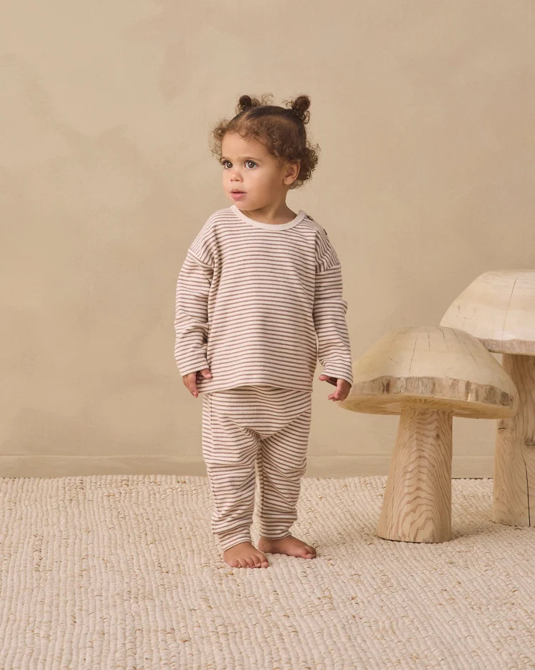 Quincy Mae Drawstring Pant || Cocoa Microstripe