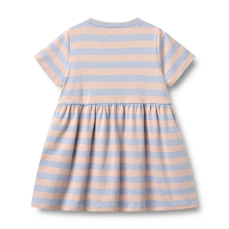 Wheat Kids Jersey Dress || Powder Stripe