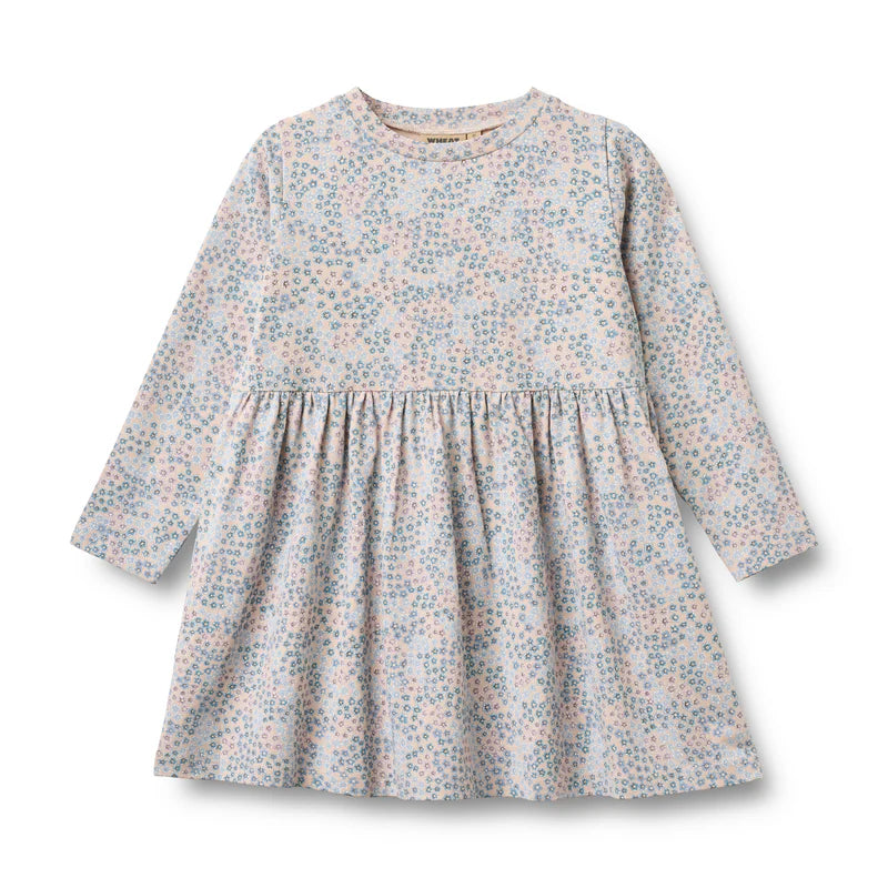 Wheat Kids Jersey Dress || Powder Blue Flowers