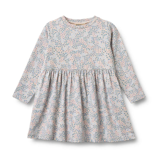 Wheat Kids Jersey Dress || Powder Blue Flowers