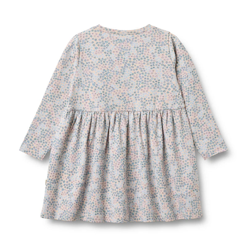 Wheat Kids Jersey Dress || Powder Blue Flowers