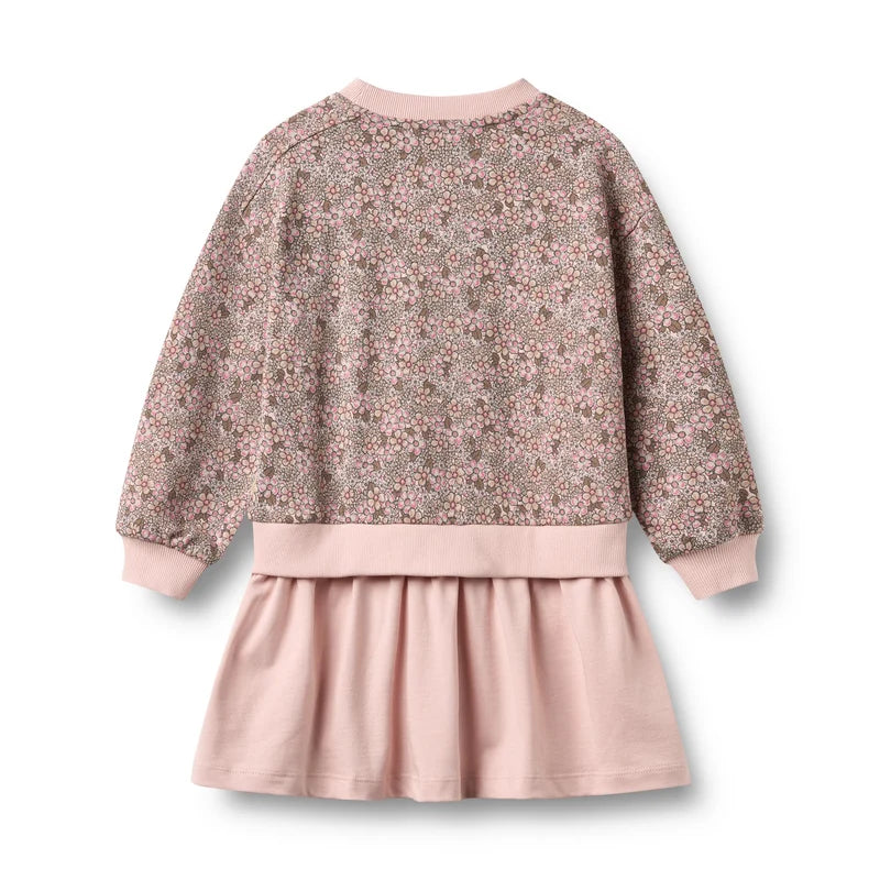 Wheat Kids Sweat Dress Maggie || Rose Brown Flowers