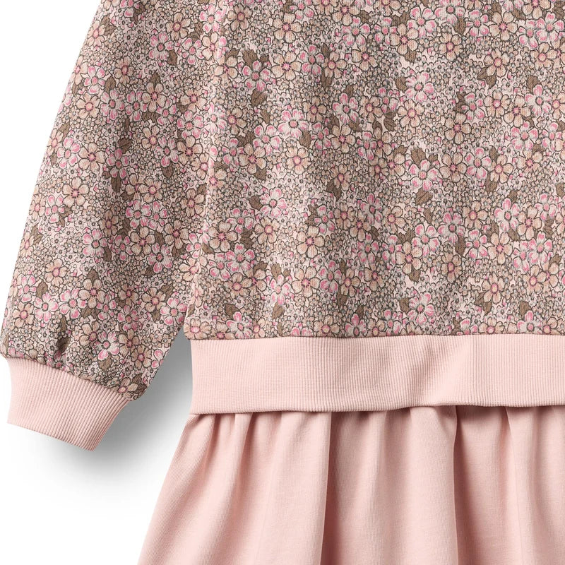 Wheat Kids Sweat Dress Maggie || Rose Brown Flowers