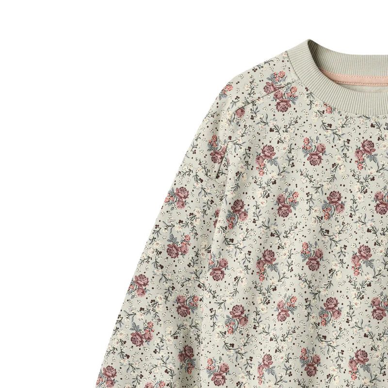 Wheat Kids Sweat Dress Maggie || Slightly Green Flowers