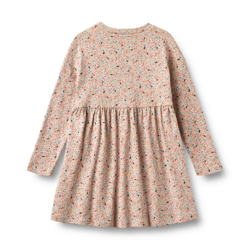 Wheat Kids Jersey Dress Emmy || Grey Cloud Flowers