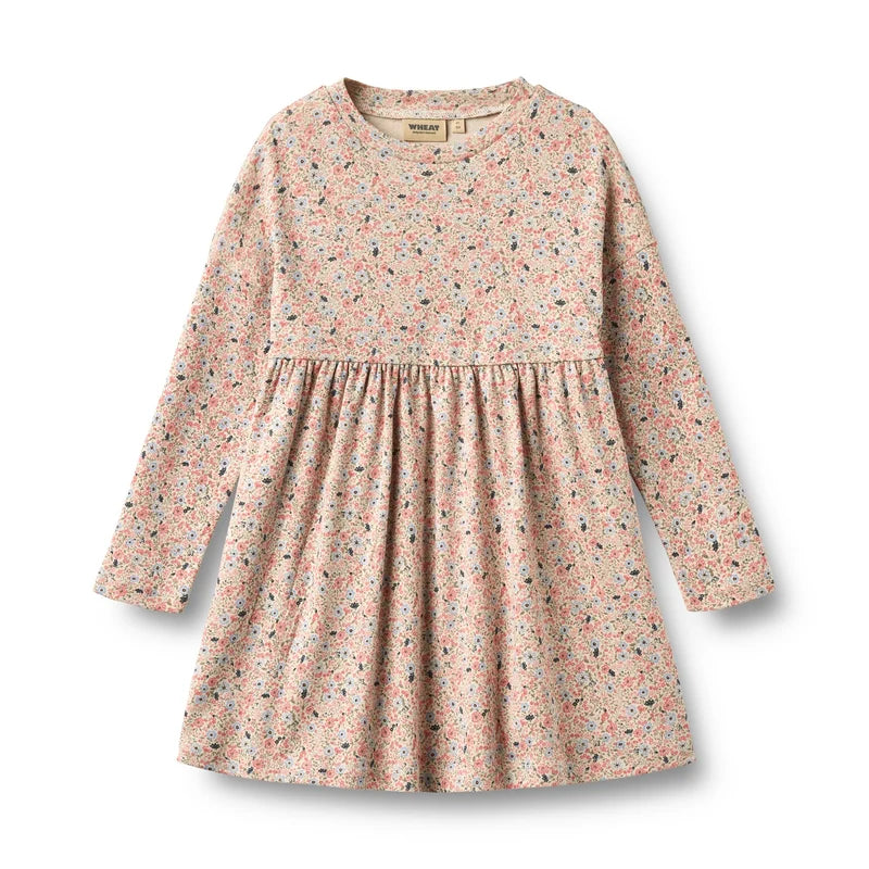 Wheat Kids Jersey Dress Emmy || Grey Cloud Flowers