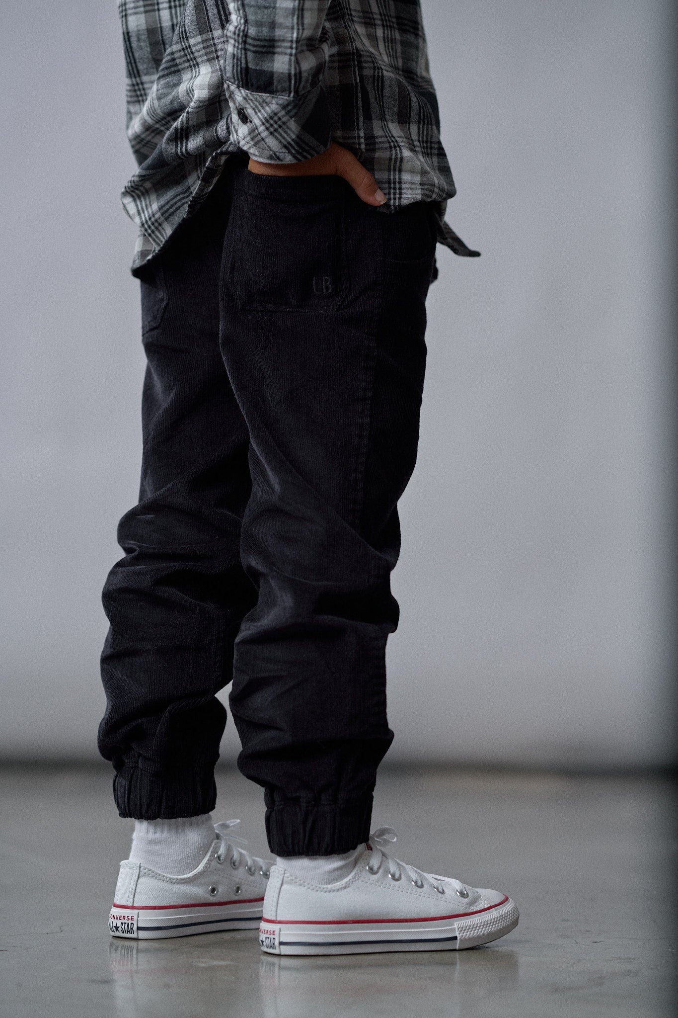 Little Bipsy Corduroy Cargo Jogger || Black