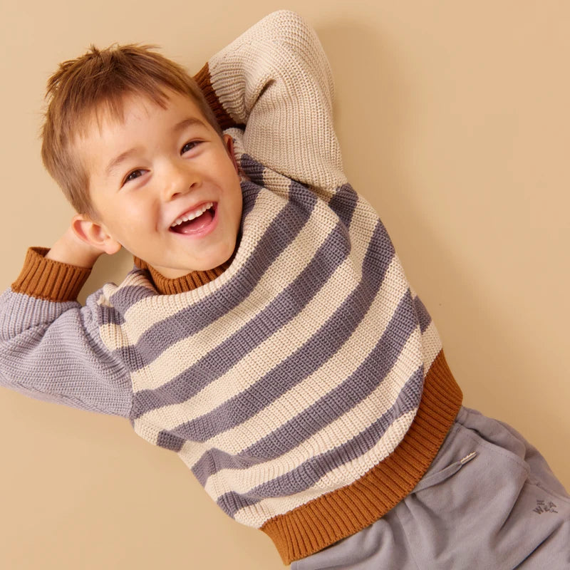 Wheat Kids Knit Jumper || Flint Stripe
