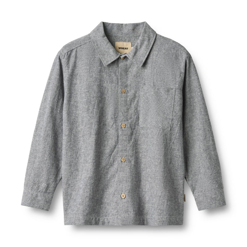 Wheat Kids Shirt Oscar || Dark Blue Chambray