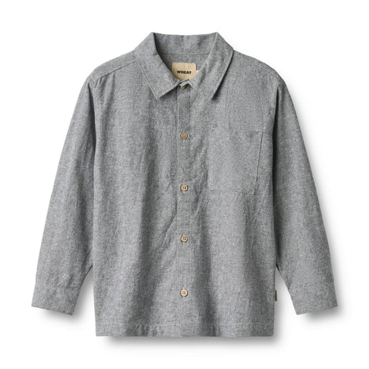Wheat Kids Shirt Oscar || Dark Blue Chambray