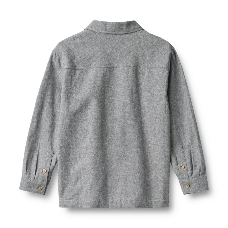 Wheat Kids Shirt Oscar || Dark Blue Chambray