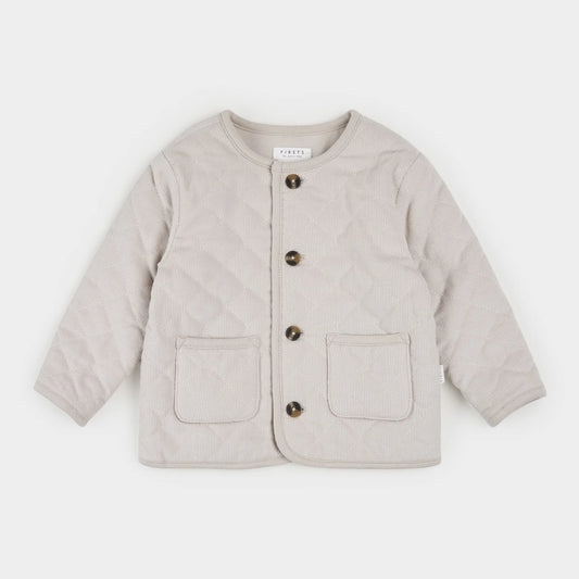 Petit Lem Creme Corduroy Quilted Cardigan