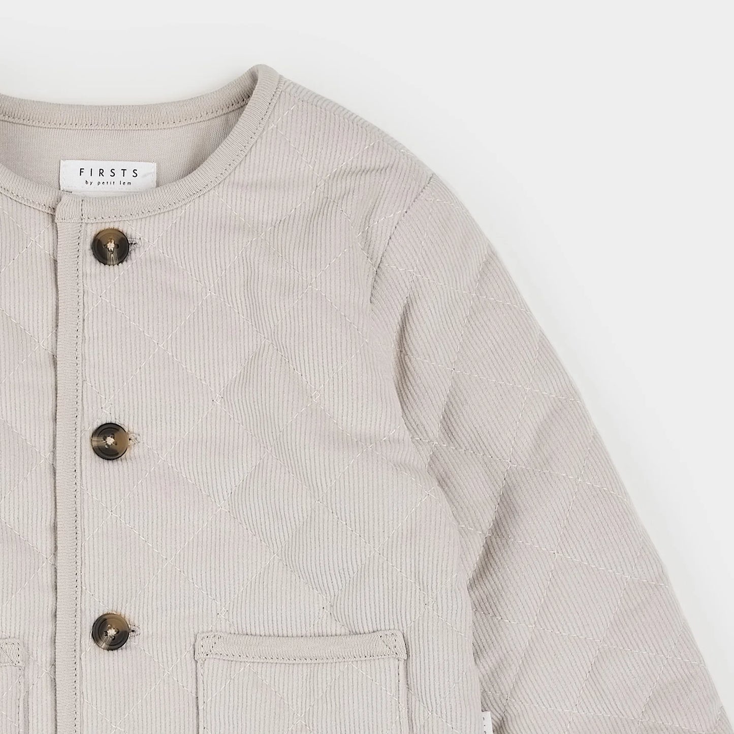 Petit Lem Creme Corduroy Quilted Cardigan