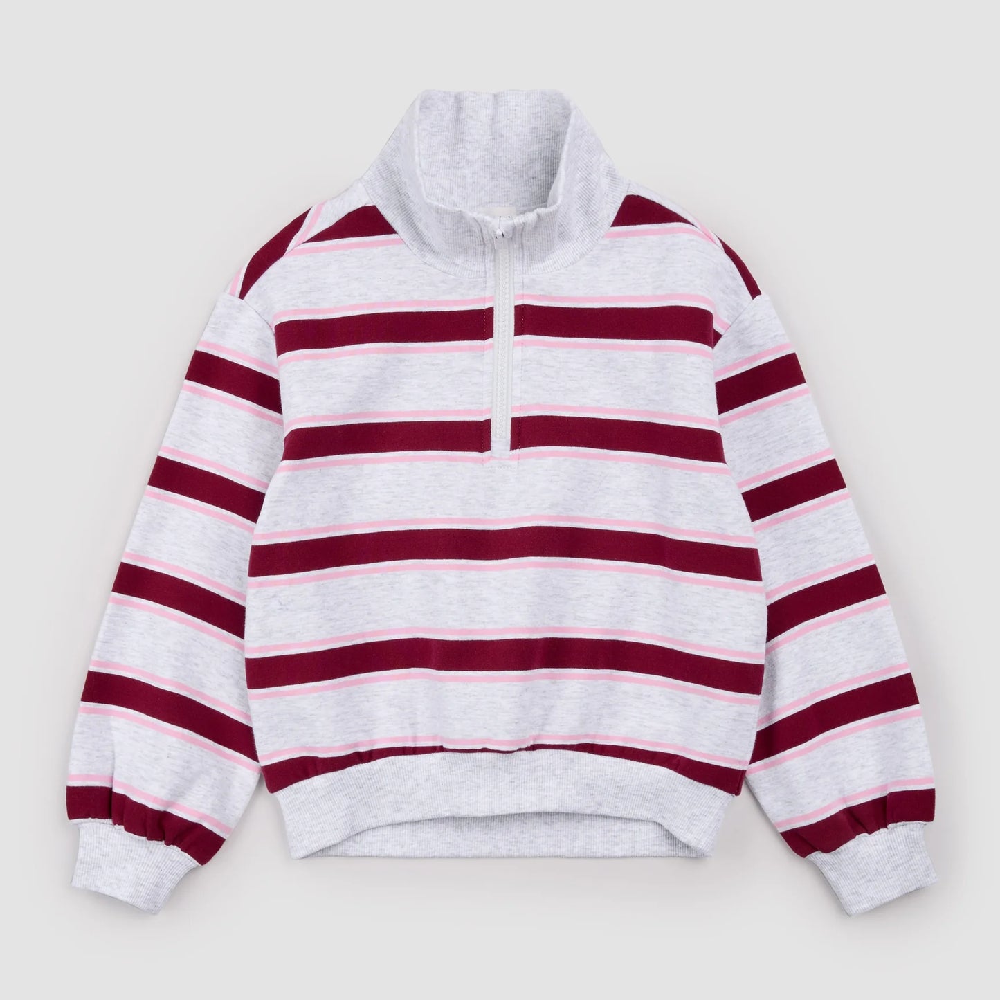 Miles the Label Maroon and Bubblegum Stripe Pullover