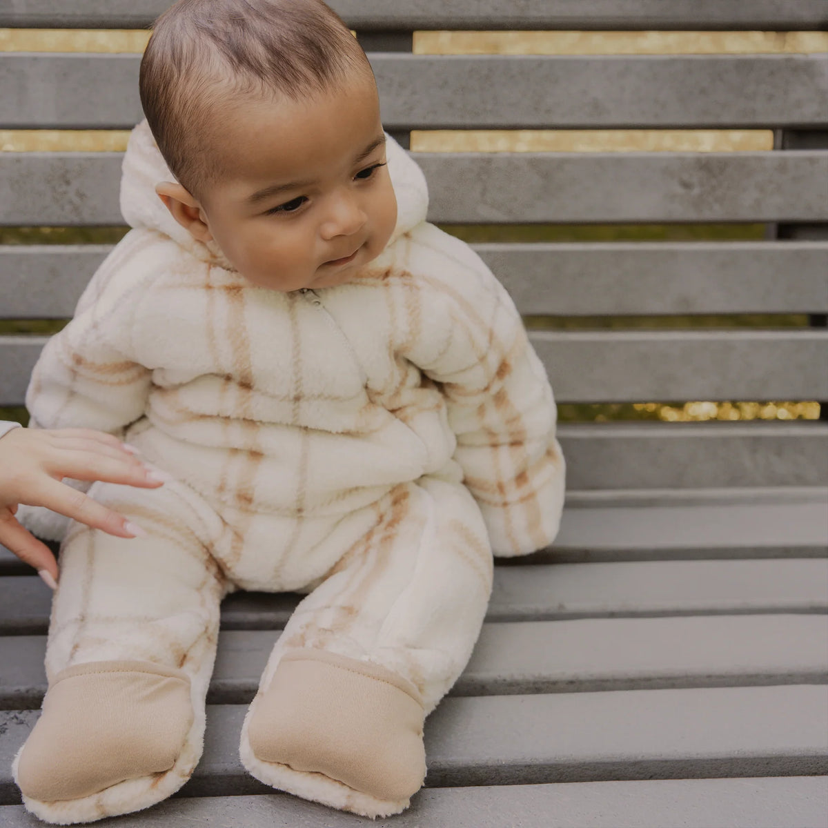 Petit Lem Bunting Playsuit || Taupe Plaid