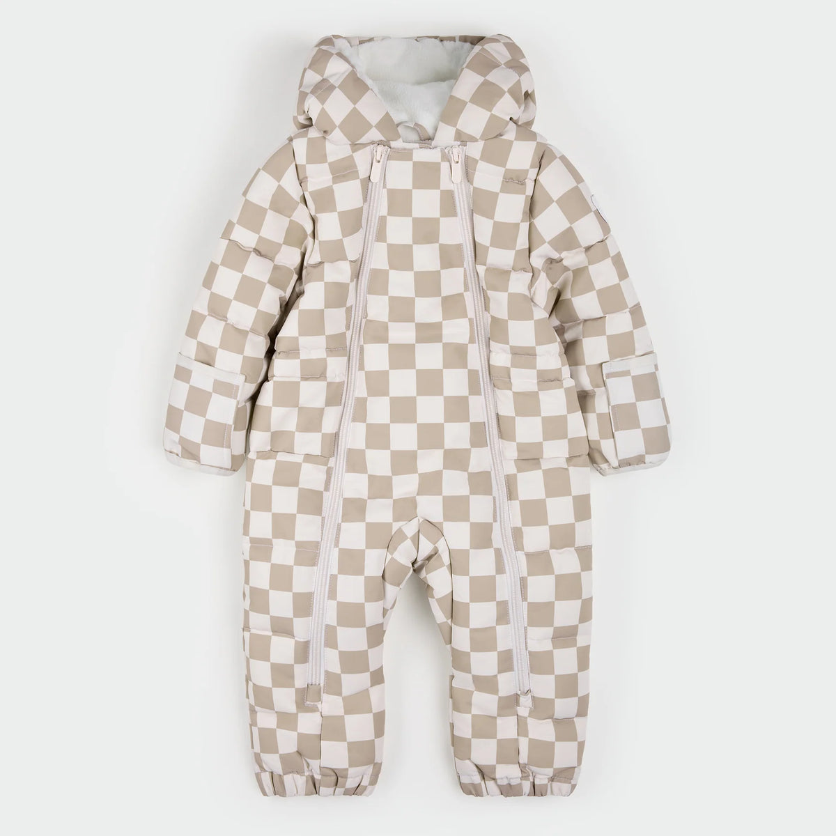 Petit Lem Baby Snowsuit || Taupe Check