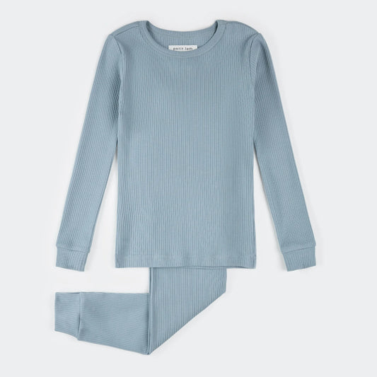Petit Lem Modal Rib PJ Set || Dusty Blue
