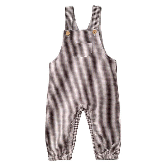 Mebie Baby Brown Plaid Overalls
