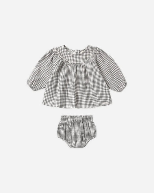 Quincy Mae Mia Top + Bloomer Set || Midnight Gingham
