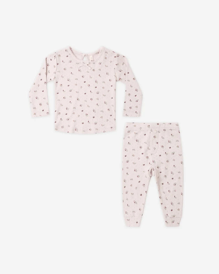 Quincy Mae Pointelle Long Sleeve Tee + Legging Set || Heart Ditsy