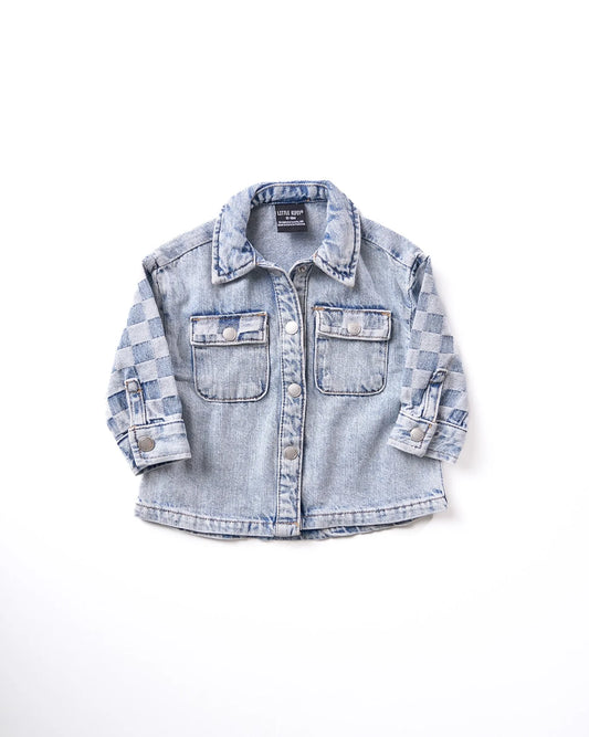 Little Bipsy Checkered Denim Shacket