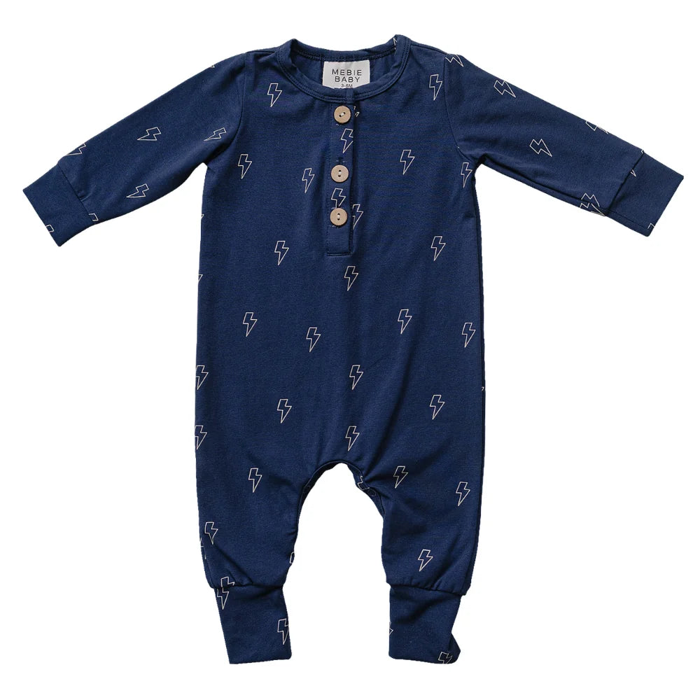 Mebie Baby Lightning Bolt Button Romper