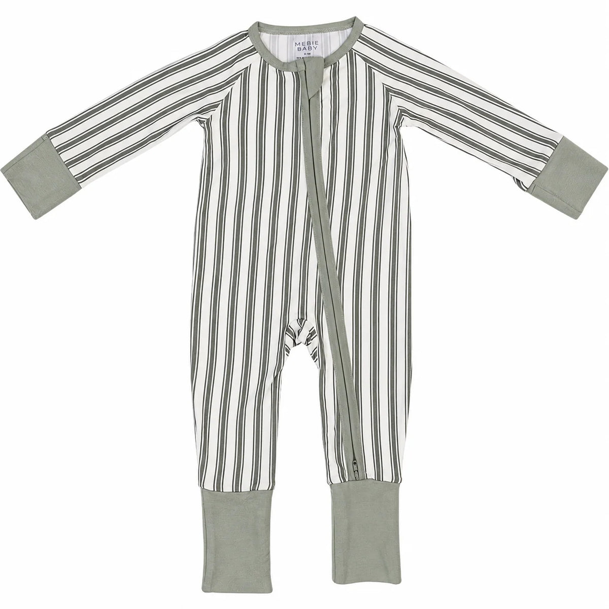 Mebie Baby Bamboo Zipper || Green Stripe