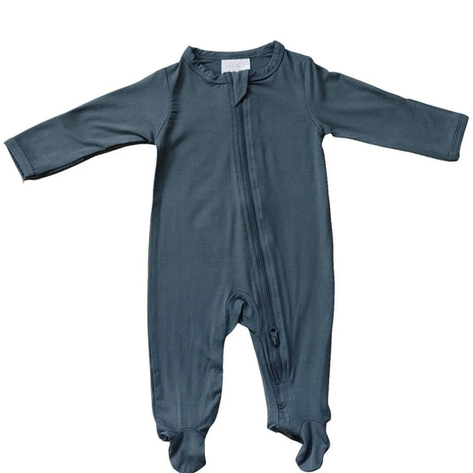 Mebie Baby Bamboo Footed Zipper || Charcoal