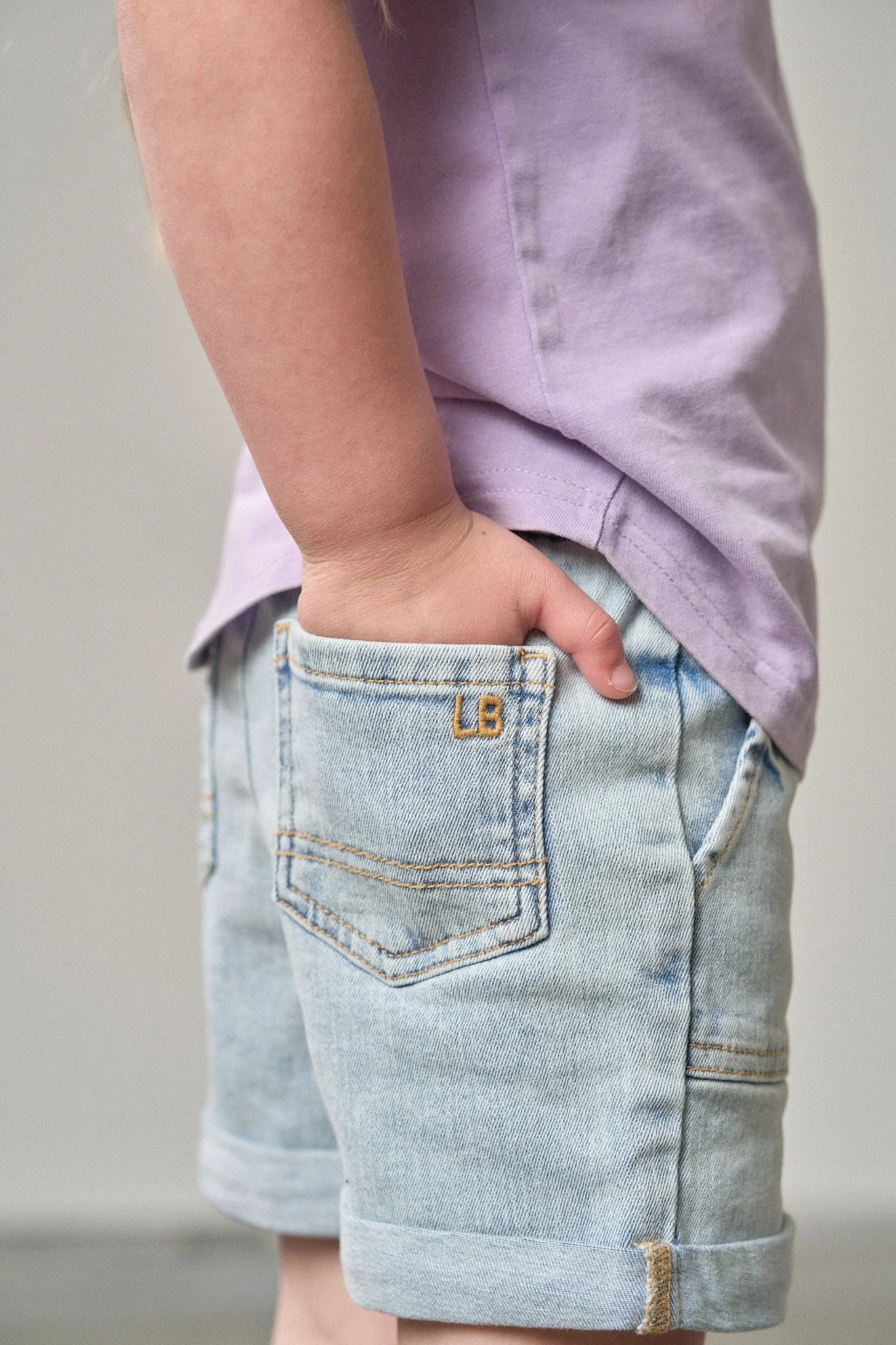 Little Bipsy Rolled Denim Shorts || Light Wash
