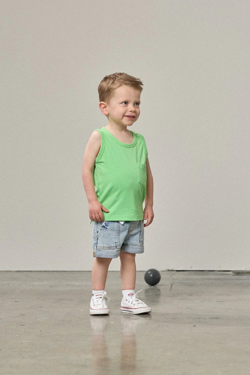 Little Bipsy Neon Bamboo Pocket Tank || Green
